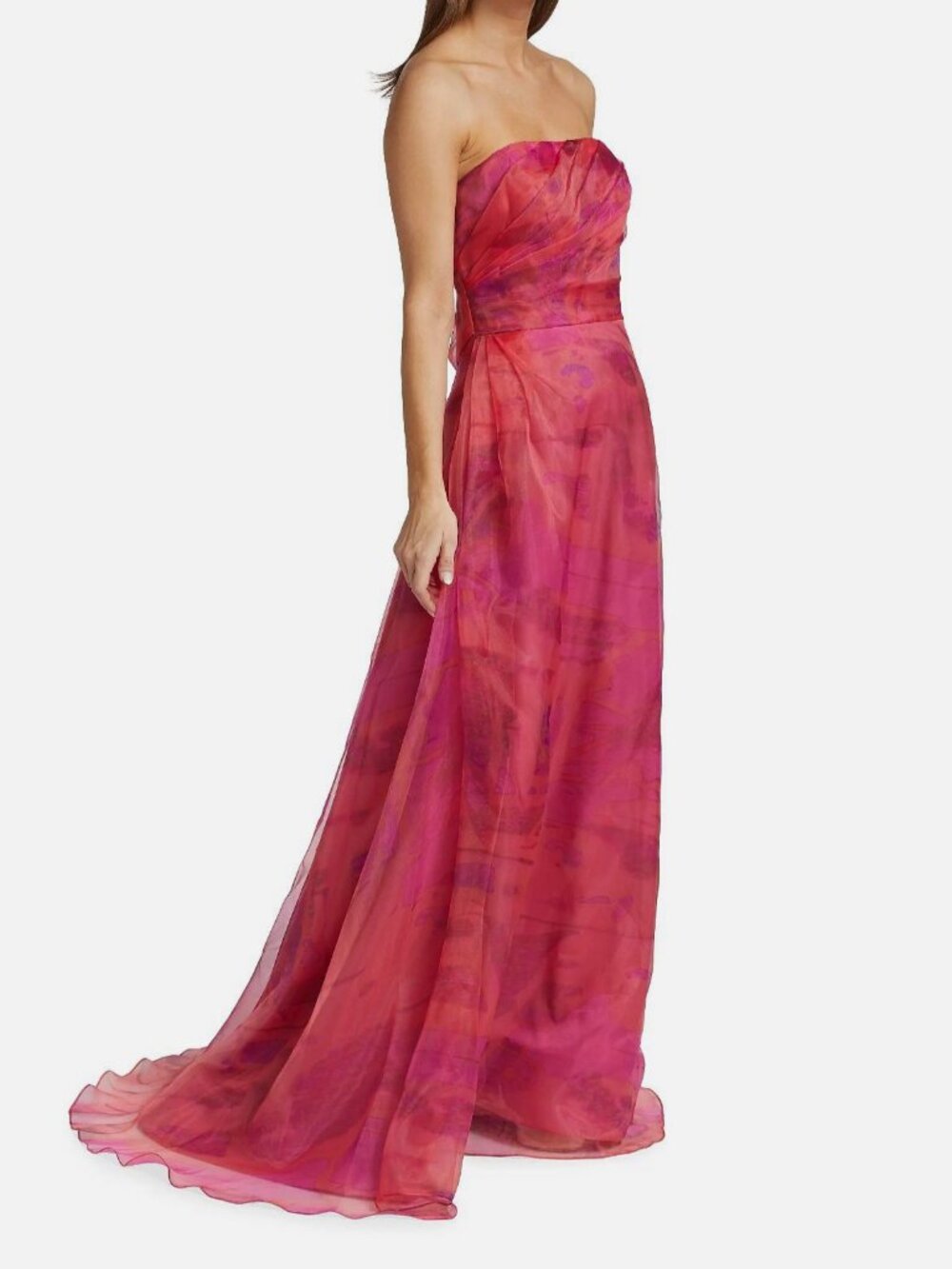 Rene Ruiz Collection Women's Pink Chiffon Draped Strapless Gown Dress Size 6 - Picture 2 of 6